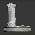 Decorative Classical Column with Draped White Fabric and Circular Ornate Base 3d model