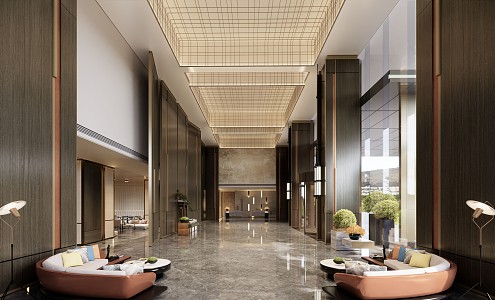 Light Luxury Hall Lobby 3d model