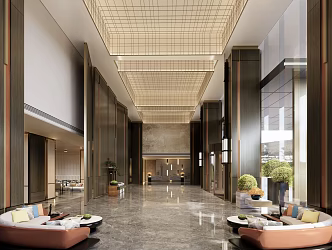 Light Luxury Hall Lobby 3d model