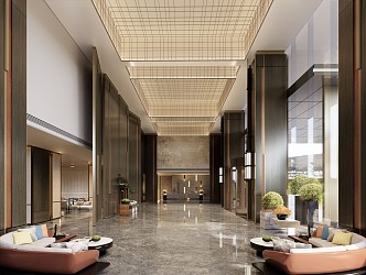 Light Luxury Hall Lobby 3d model