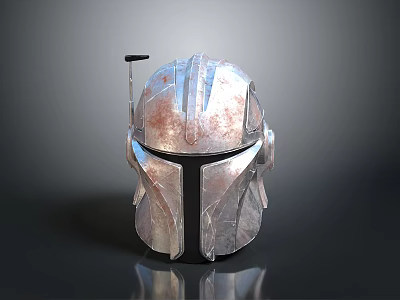 Worn Metal Helmet With Silver Red Finish And Top Antenna 3D Render 3d model