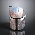 Worn Metal Helmet With Silver Red Finish And Top Antenna 3D Render