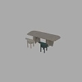 Modern Minimalist Dining Table Set With Light Beige Gray Chairs Round Backrest Design 3d model