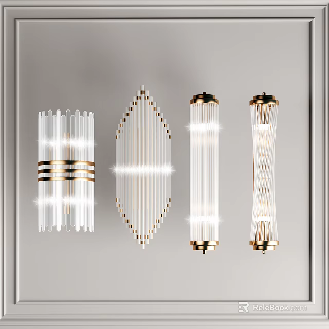 Modern Crystal Chandeliers With Gold Metal Frames And Transparent Elements For Interior Decor 3d model
