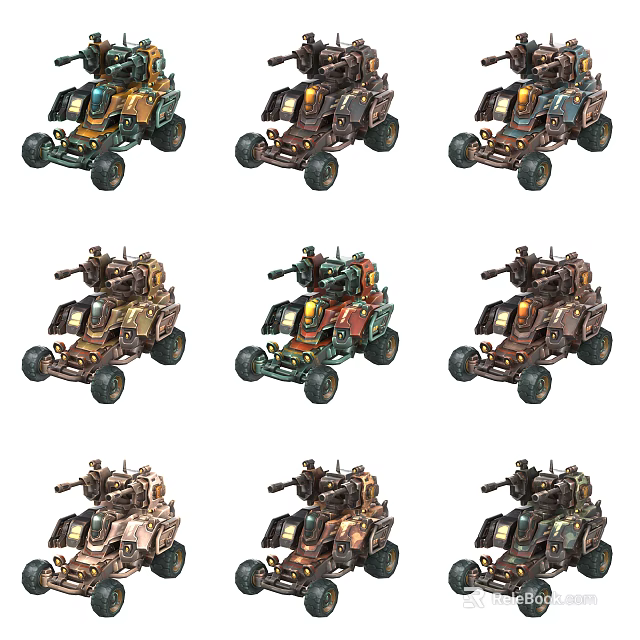 Detailed Colorful Game Tanks With Various Unique Designs And Decorative Elements 3d model 