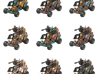 Detailed Colorful Game Tanks With Various Unique Designs And Decorative Elements 3d model