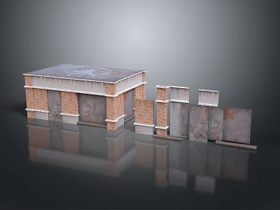 Architectural Model Featuring Brick Walls Concrete Structures And Surface Reflection 3d model