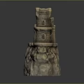 Ancient Architecture Castle Style On Rocky Pedestal With Multi Tiered Structure And Arched Windows