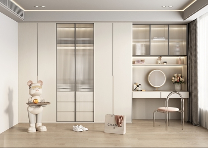 modern wardrobe cream wardrobe 3d model