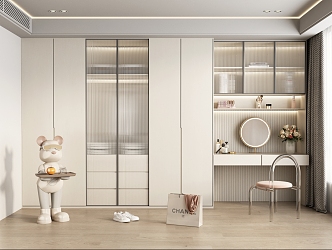 modern wardrobe cream wardrobe 3d model