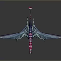 Vibrant Blue And Pink Pterosaur 3D Model With Detailed Wings And Tail