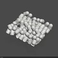 White Cylindrical And Spherical Objects Stacked In Pile On Gray Background 3d model