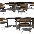 Light Luxury Dining Table and Chair Combination 3d model