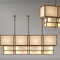 Modern Rectangular Pendant Light With Metal Frame And Fabric Shade Panels 3d model