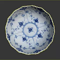 Elegant Porcelain Plate With Intricate Blue And White Carved Floral Sculptural Design