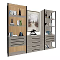 Modern Decorative Cabinet With Open Shelves Drawers Books And Painting In Living Room