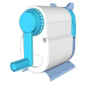 3D Rendered White And Blue Device With Circular Front And Stable Base