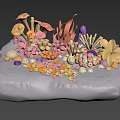 Vibrant Aquatic Plants With Diverse Shapes Colorful Shells And Marine Elements