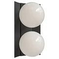 Stylish White Ball Shaped Wall Sconce With Dual Globes And Black Backplate