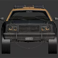 Black and Yellow Utility Vehicle with Orange Wheels and Roof Rack Sturdy Design