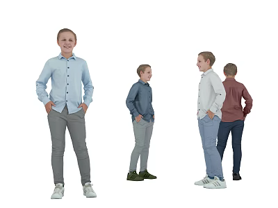 Man in Various Shirts and Pants with Different Poses from Multiple Angles 3d model