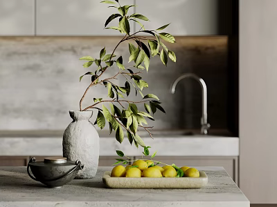 Modern Decorative Ornaments Combination Table Ornaments Floriculture Ornaments Desktop Ornaments Fruit Ornaments Teapot 3d model