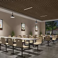 Modern Restaurant Interior With Order Counter Menu Display Screens And Brick Wall Decor