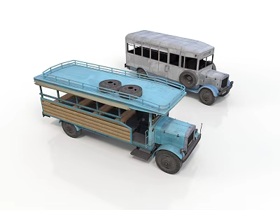 Realistic style retro bus bus retro bus transportation vehicle traffic street ground nostalgic bus bus bus bus bus bus 3d model