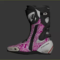 Stylish Black And Pink High Top Fashion Boots With Detailed Patterned Design
