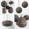 Natural wind rattan chandelier 3d model