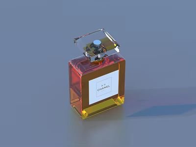 Elegant Transparent Square Perfume Bottle With Glass Cap And Modern Design 3d model