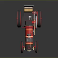 Vintage Steam Car With Red Body Black Chimney And Yellow Spoked Wheels
