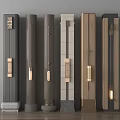 Modern Decorative Columns With Wooden Stone Metal And Lighting Elements 3d model