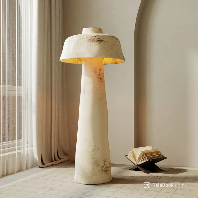 Cozy Vintage Floor Lamp With Warm Light In Minimalist Room 3d model 