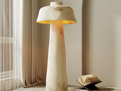 Cozy Vintage Floor Lamp With Warm Light In Minimalist Room 3d model