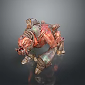 Armored Mechanical Creature With Red Green Details In Sci Fi Fantasy Design