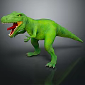 Green T Rex Dinosaur 3D Model With Open Mouth And Sharp Teeth 3d model