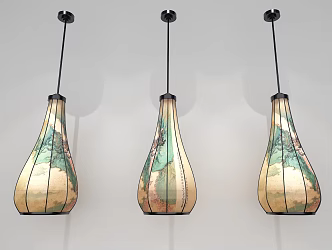 New Chinese Chandelier Dining Lamp 3d model
