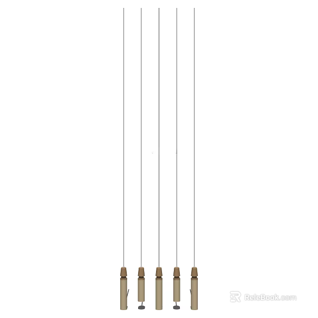 Modern Kitchen Chandelier With Four Hanging Metal Pendant Lights 3d model 