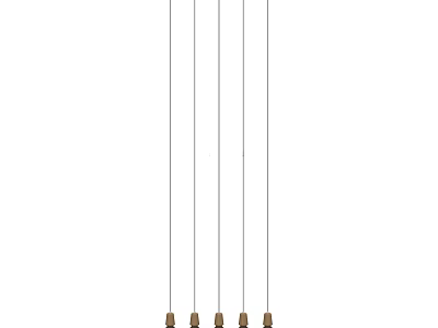 Modern Kitchen Chandelier With Four Hanging Metal Pendant Lights 3d model
