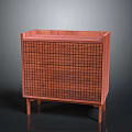 Wooden Side Cabinet With Grid Design And Four Legs For Living Room