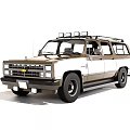 Classic Gold And White SUV With Roof Rack And Side Windows Design