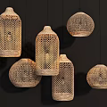Rattan Pendant Lights With Various Shapes Woven Design For Modern Interior