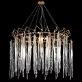 Elegant Modern Chandelier With Branch Like Metal Frame And Transparent Glass Strips