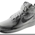 White High Top Nike Sneakers With Swoosh Logo Velcro Strap And White Laces