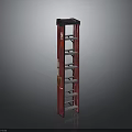 Sturdy Red Step Ladder With Multiple Steps And Black Top Finish Design 3d model