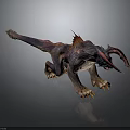 3D Fantasy Dragon Creature With Sharp Claws Spiked Back And Purple Gray Skin