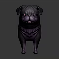 Purple Pug 3D Model Animated Character in Cartoon Style Digital Rendering