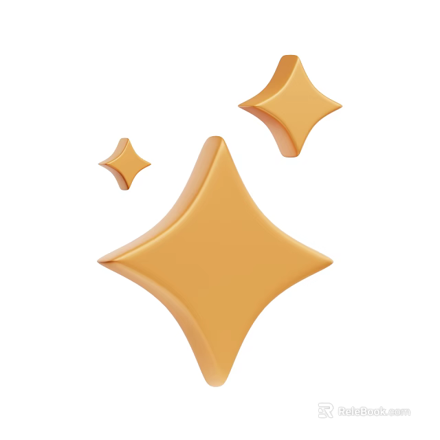 Modern Orange Star Shaped Decorative Ornament Set For Home Tabletop Decoration 3d model 
