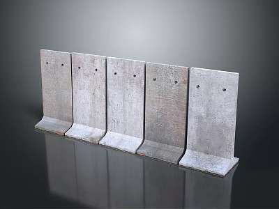 Six Grey Metal Strips With Holes And Bottom Support On Smooth Black Surface With Reflection 3d model